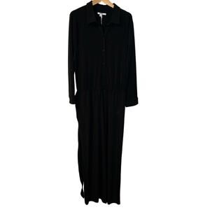Chico's Jumpsuit Women's Size 3 Black Utility Stretchy Waist Pockets City Career
